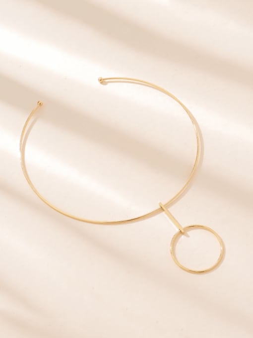 LM Brass Geometric Minimalist Choker Necklace 0