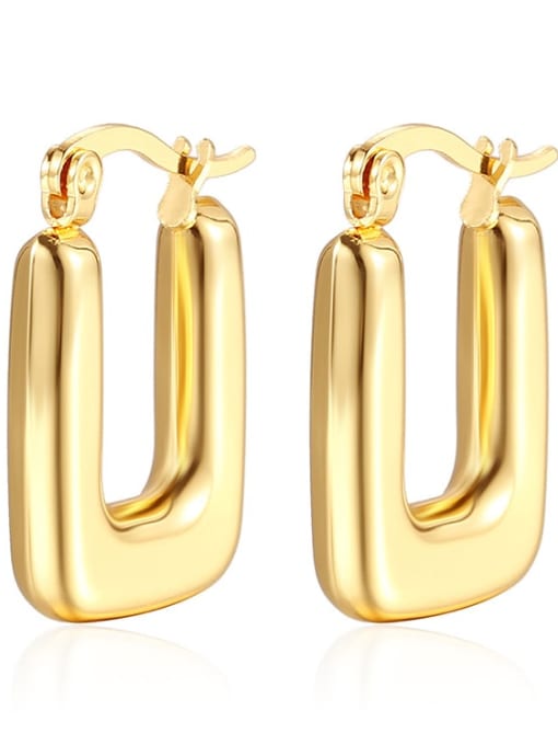MS 013, Gold Color Stainless steel Rectangle Drop Earring