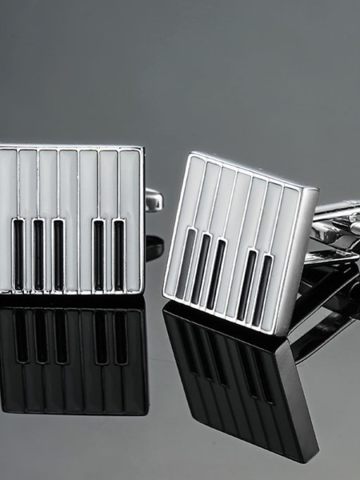 Silver piano keyboard Brass Geometric Trend Cuff Link