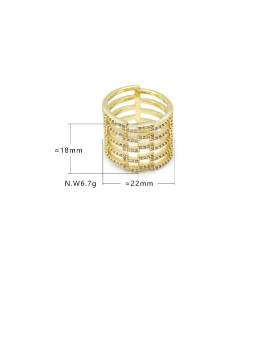 XYZ Brass Cubic Zirconia Geometric Hip Hop Stackable Ring 3