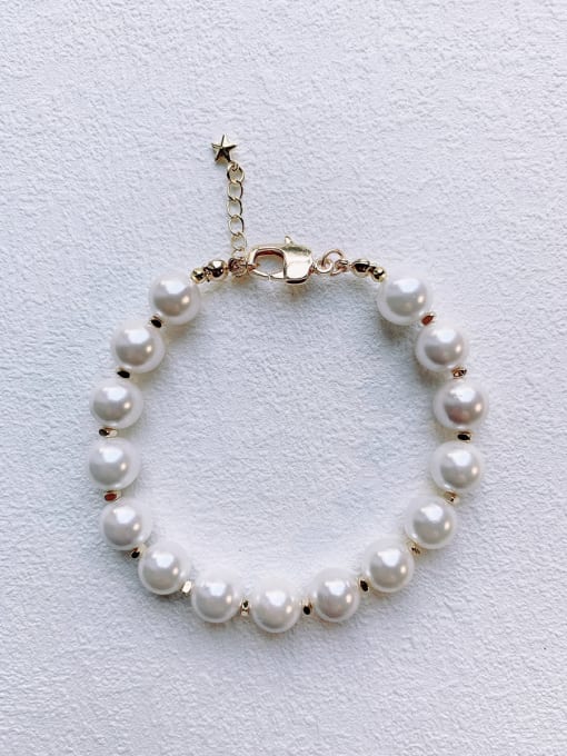 Scarlet White Brass Natural Shell Beads  Handmade Beaded Bracelet 0