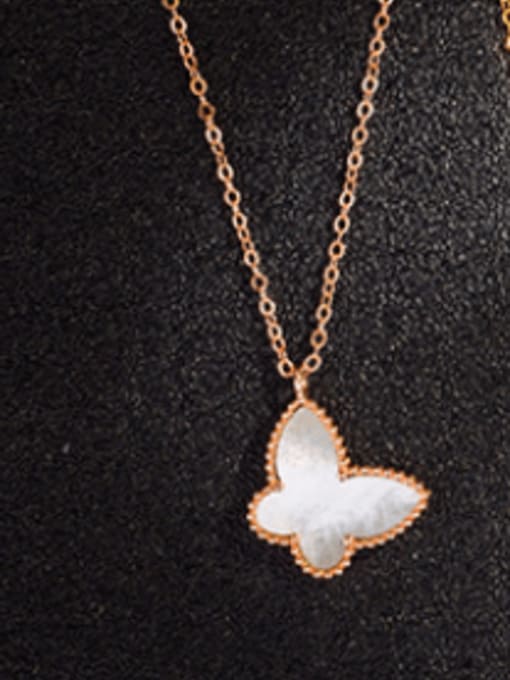 Rose Gold Plated , White Shell 925 Sterling Silver Shell Multiple color Butterfly Dainty Necklace