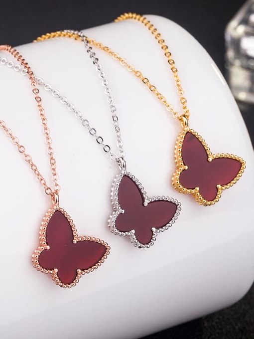 LM 925 Sterling Silver Shell Multiple color Butterfly Dainty Necklace 1