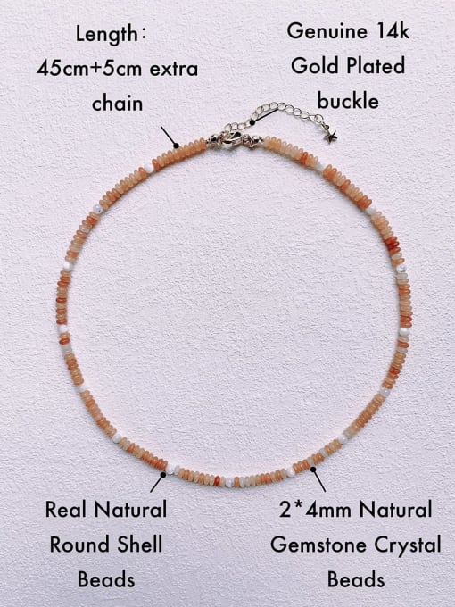 Scarlet White N-STSH-0005 Natural  Gemstone Crystal Beads Chain  Handmade Beaded Necklace 2