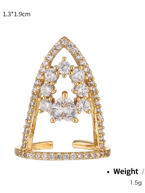 NCR02005 Copper plated with gold  zircon adjustable opening nail ring