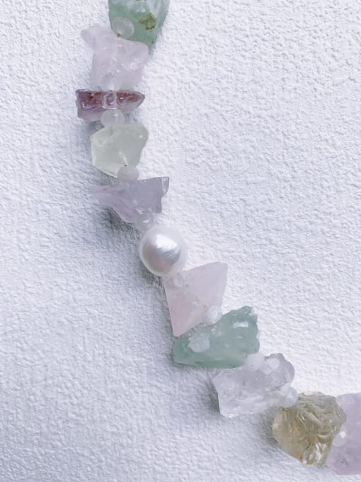 Scarlet White N-STPE-0008  Natural Gemstone Crystal Beads Chain Handmade Beaded Necklace 3