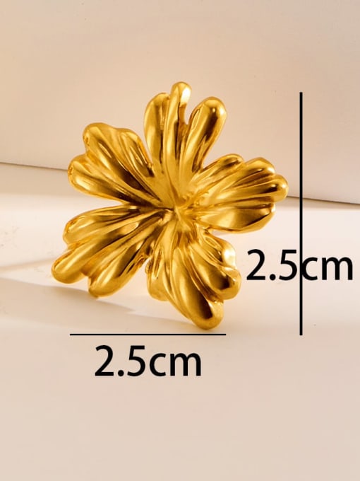 Golden flowers Titanium Steel Geometric Hip Hop Stud Earring
