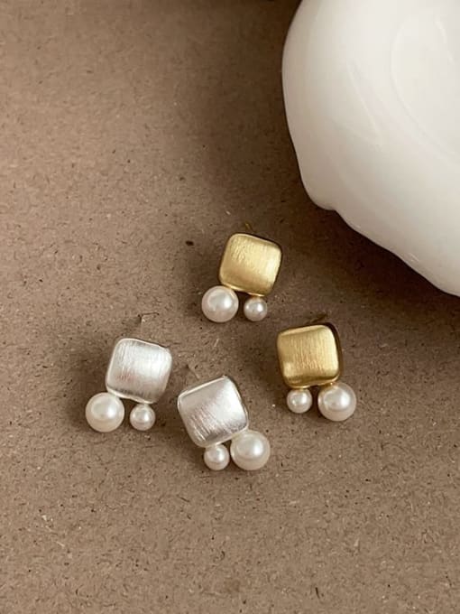 LM Alloy Imitation Pearl Geometric Dainty Stud Earring 1