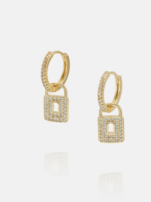 XYZ Brass Cubic Zirconia Locket Minimalist Huggie Earring