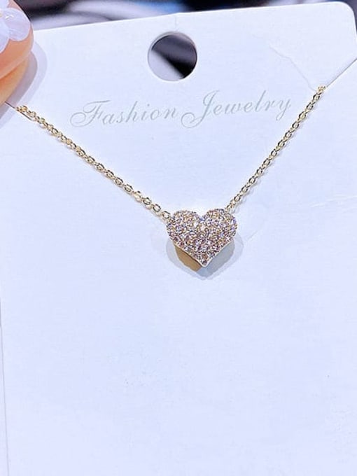 Ming Brass Cubic Zirconia Heart Minimalist Necklace 1