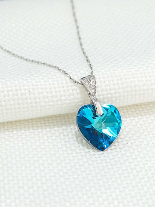 LM 925 Sterling Silver Synthetic Crystal Heart Dainty Necklace 2