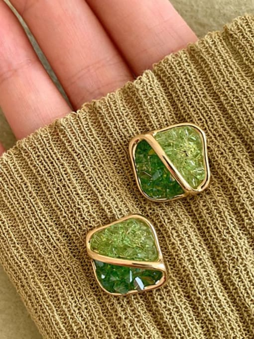 Green crystal Alloy Crystal Square Vintage Stud Earring