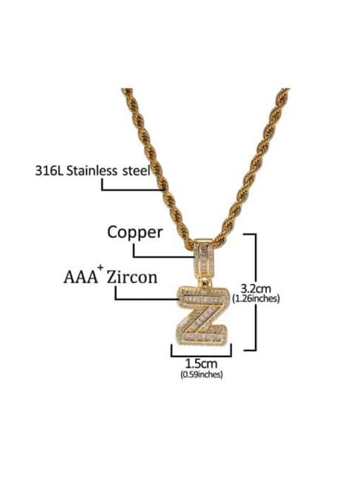 LM Brass Cubic Zirconia Letter Initials Cuban Chain Necklace 4
