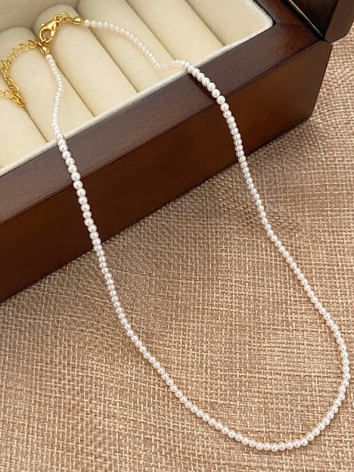 2mm Shell Pearl Necklace Stainless steel Shell Pearl Icon Minimalist Necklace