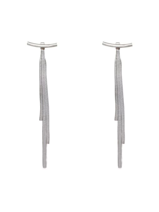 LM Alloy Statement Threader silver color Earring 0