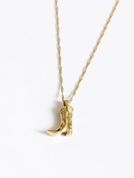 LM Brass Dainty COWBOY BOOT Necklace 0