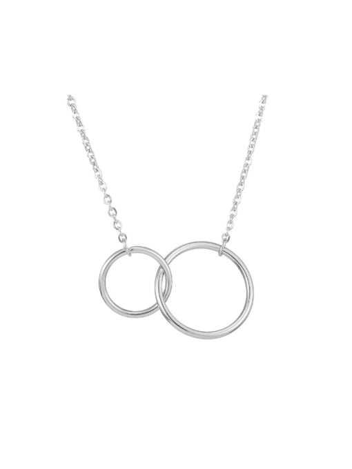 Steel color double ring seamless 2312 Titanium Steel Geometric Minimalist Necklace