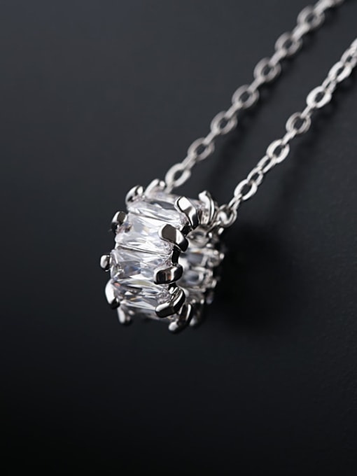 platinum Plated Brass Cubic Zirconia White Necklace