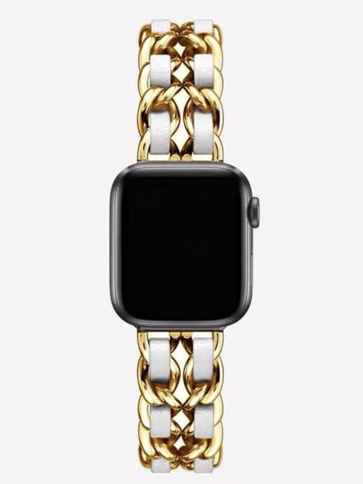 Gold And White Alloy Metal Wristwatch Band For Apple Watch Series 2-5