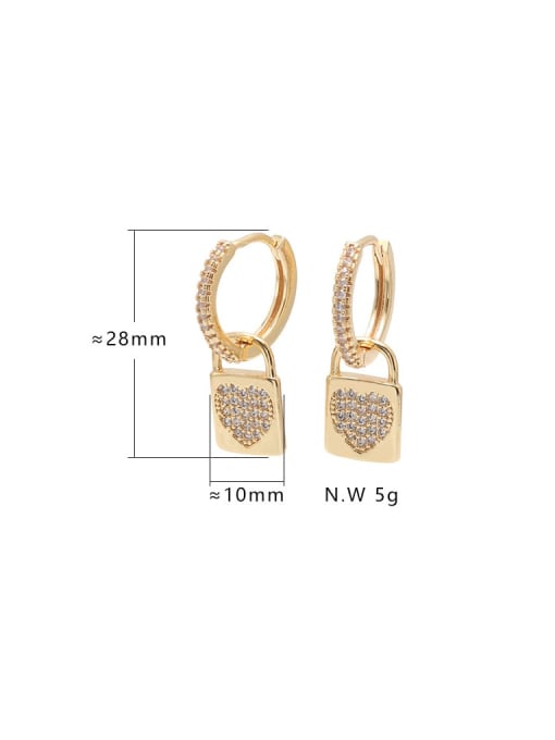 XYZ Brass Cubic Zirconia Locket Heart Minimalist Huggie Earring 4