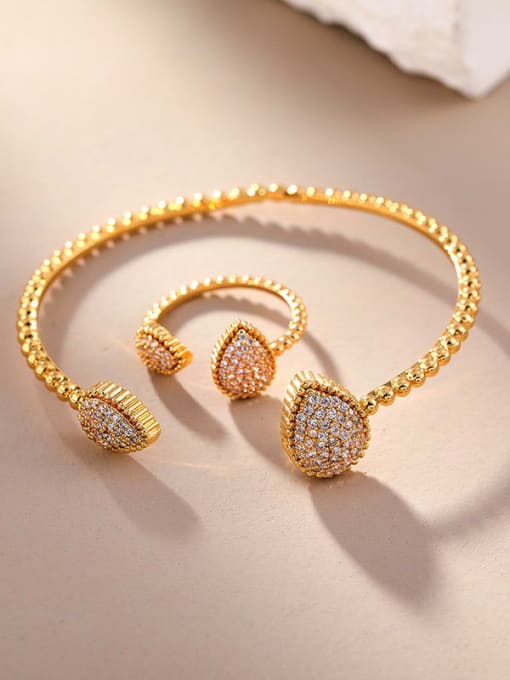 Bracelet and ring, Gold Brass Cubic Zirconia Bracelet