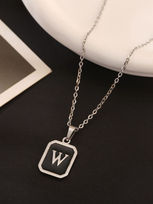 W Stainless steel Geometric Initials Necklace