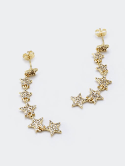 XYZ Brass Cubic Zirconia Star Dainty Drop Earring