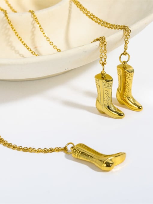 LM Stainless steel gold cowboy boots Necklace with waterproof 2