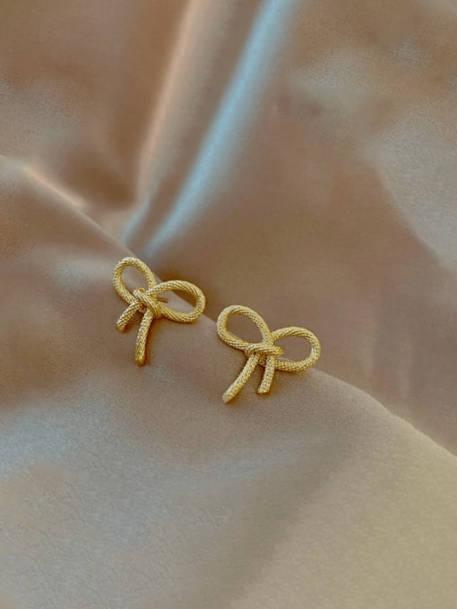 18K Gold Titanium Steel Bowknot Minimalist Stud Earring