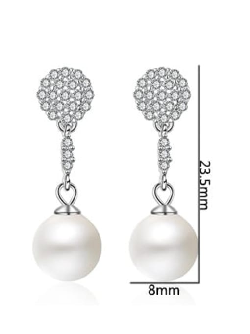 LM 925 Sterling Silver Drop 8mm White Pearl Earring 3