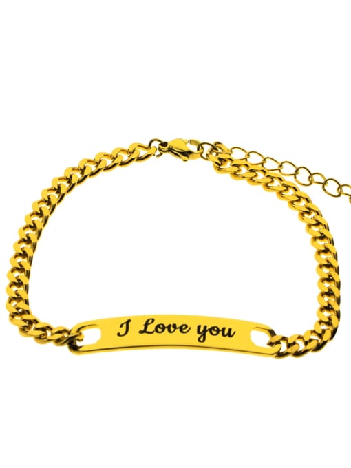 golden  Color Titanium Steel name Bracelet with customize