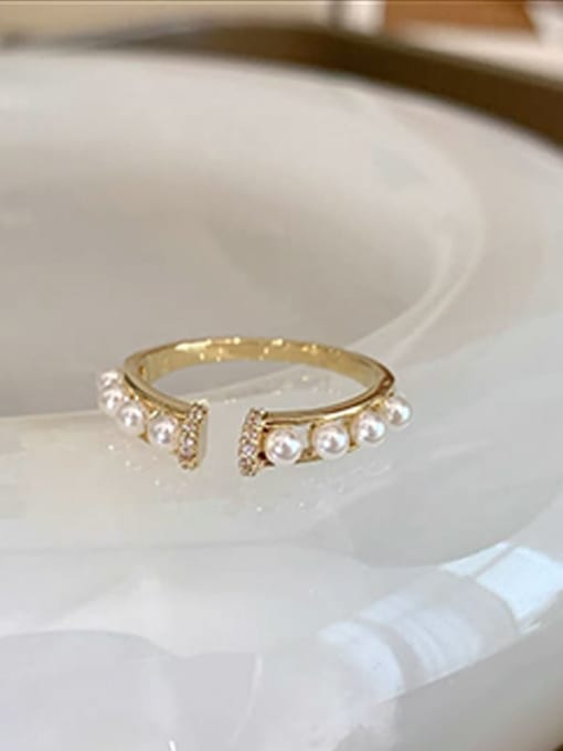Front opening ring Alloy Imitation Pearl Geometric Dainty Band Ring