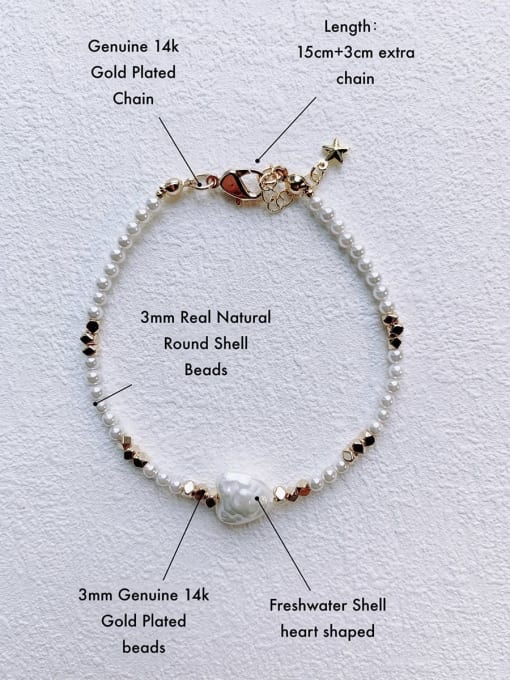 Scarlet White B-PE-001 Natural Round Shell Beads Chain Handmade Beaded Bracelet 2
