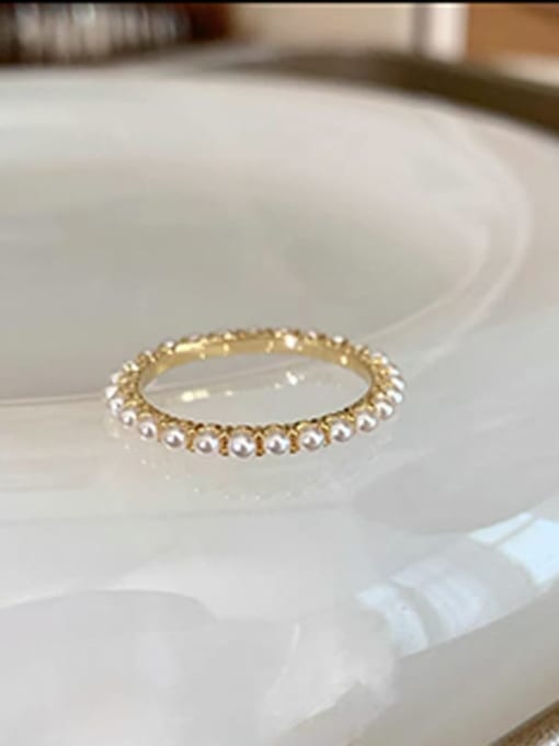 Pearl Ring Alloy Imitation Pearl Geometric Dainty Band Ring