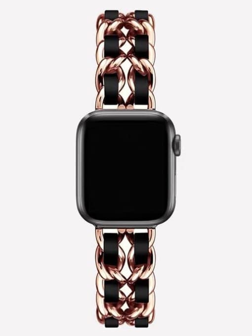 Rose Gold And Black Alloy Metal Wristwatch Band For Apple Watch Series 2-5