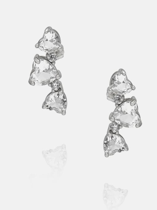 Platinum white zirconium Brass Cubic Zirconia Flower Cute Drop Earring