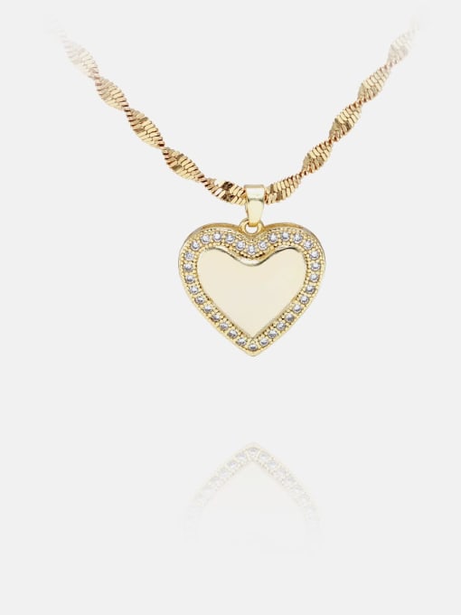 Necklace gold white zircon Brass Cubic Zirconia Minimalist Heart  Earring and Necklace Set