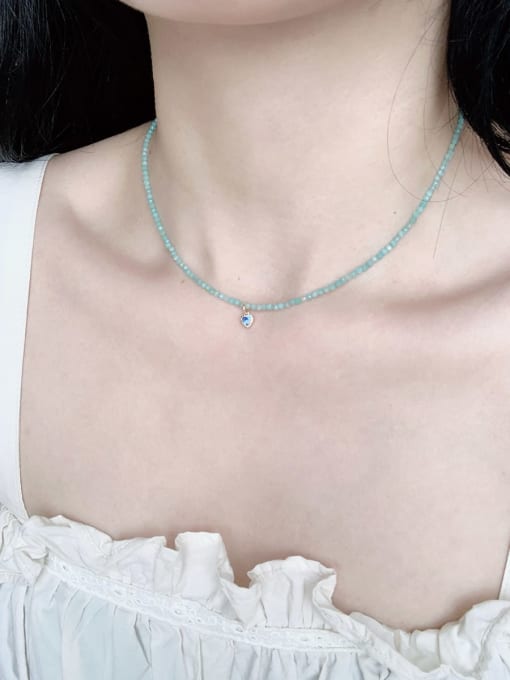 Scarlet White N-DIY-0014 Gemstone Crystal Chain Heart Pendant Minimalist Handmade Beaded Necklace 1