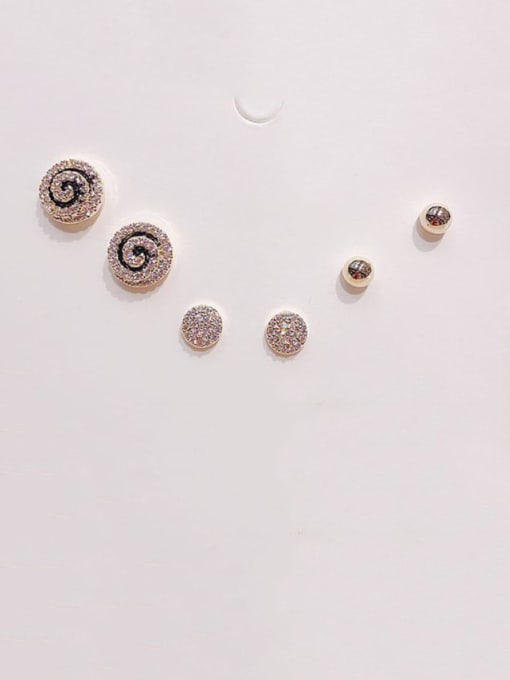 Ming Brass Cubic Zirconia Geometric Minimalist Stud Earring 1