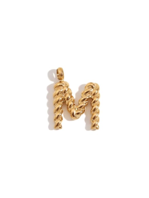 Twists Letter Pendant Gold M Stainless steel 18K Gold Plated Letter Charm
