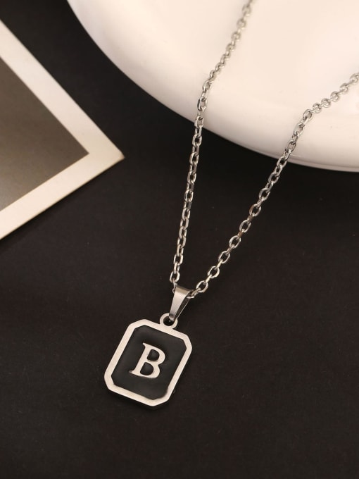 B Stainless steel Geometric Initials Necklace