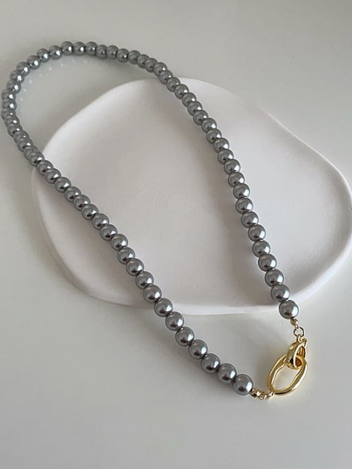 LM Alloy Imitation Pearl Geometric Dainty Beaded Necklace