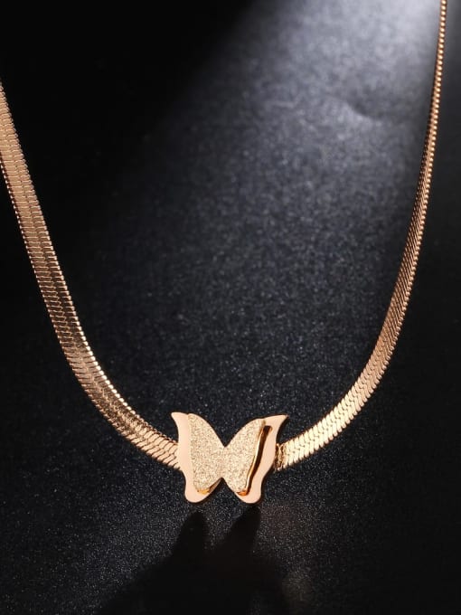 LM Titanium 18K rose gold plated Geometric Hip Hop butterfly Necklace 0