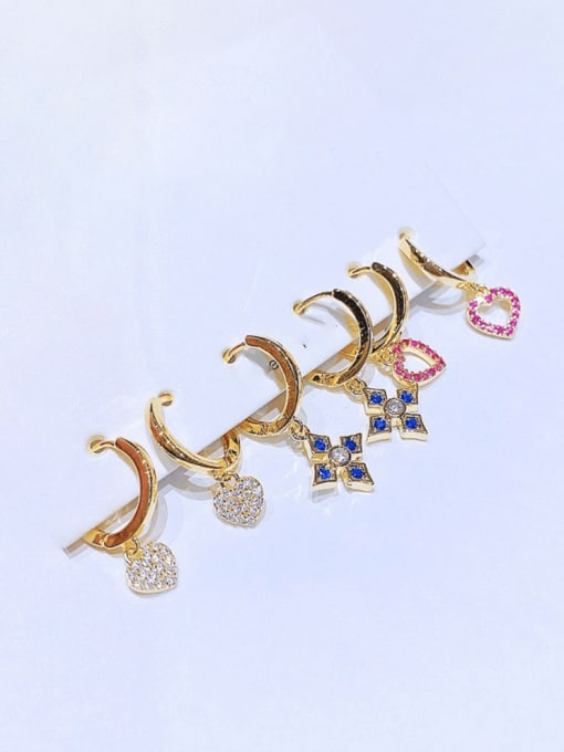 Ming Brass Cubic Zirconia Star Cute Huggie Earring 1