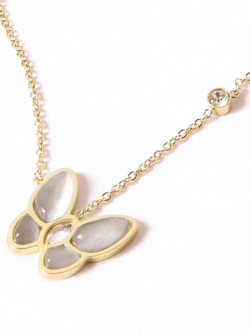 18K Gold Plated,White Butterfly Titanium Shell Butterfly Trend Multiple color Necklace