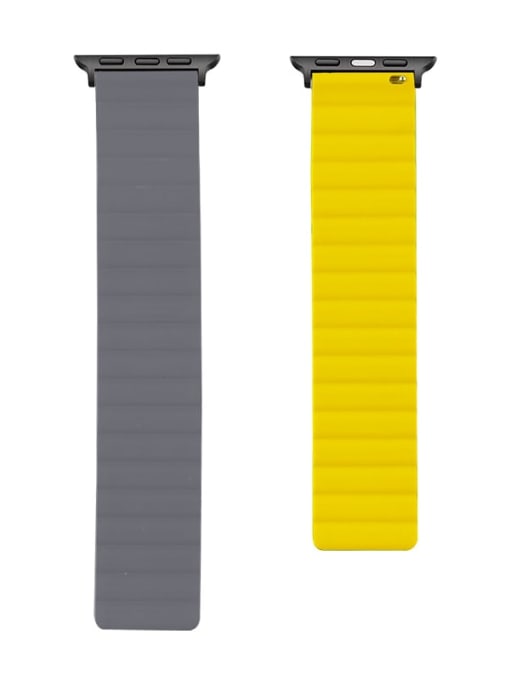 Gray And Yellow silicon Magnetic strap generation loop Wristwatch Band For Apple Watch Series 1-7