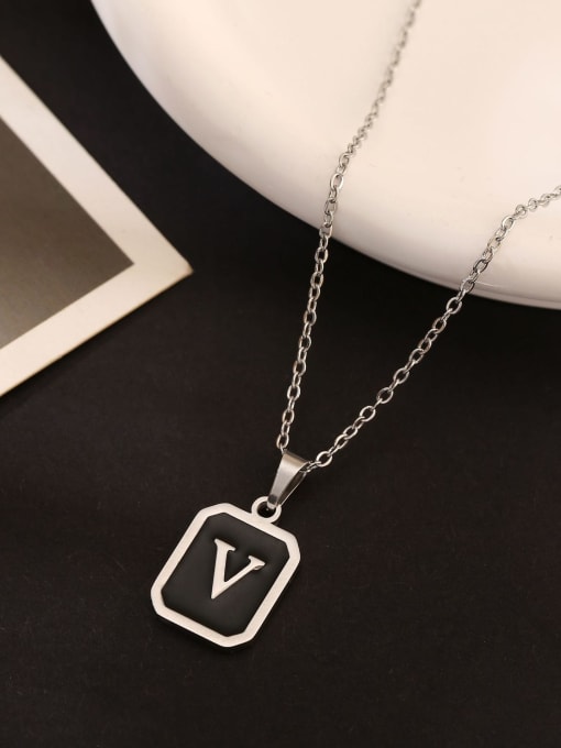 V Stainless steel Geometric Initials Necklace
