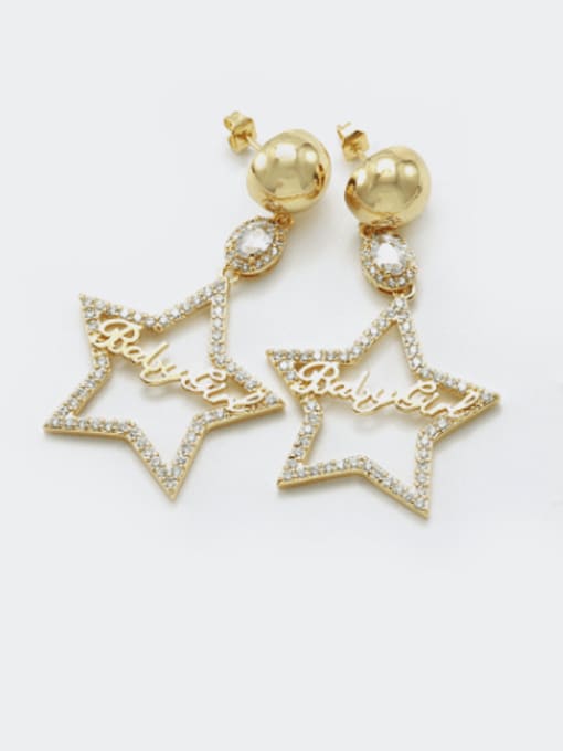 XYZ Brass Cubic Zirconia Star Minimalist Drop Earring 1