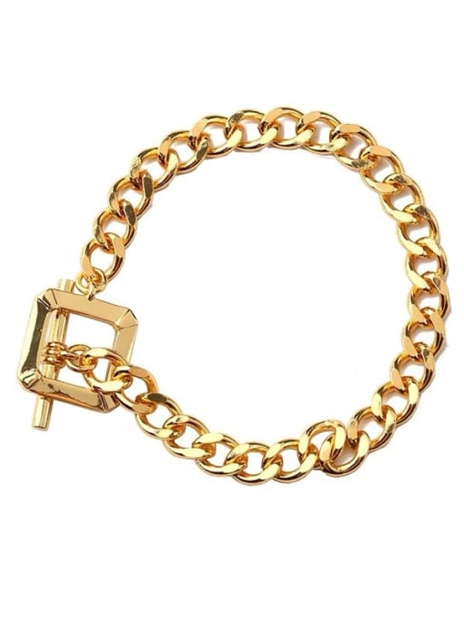 Matt gold Color Titanium Steel Geometric Link Bracelet