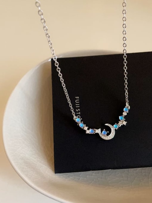 LM Alloy Cubic Zirconia Blue Star Dainty Necklace 1